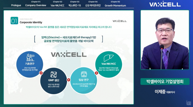 지난 14일 이재중 박셀바이오 대표가 온라인간담회를 통해 박셀바이오의 사업 계획을 발표하고 있다. 사진 제공=박셀바이오