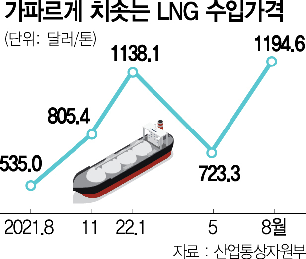 LNG 수입가 역대 최고…1년새 2배 넘게 뛰었다