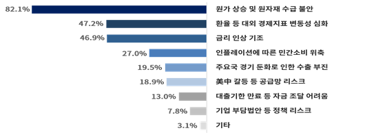 주요 경영 리스크(복수응답). 자료제공=대한상의