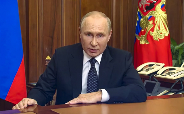 21일(현지시간)'부분 동원령'을 발표하는 푸틴 러시아 대통령. AP연합뉴스