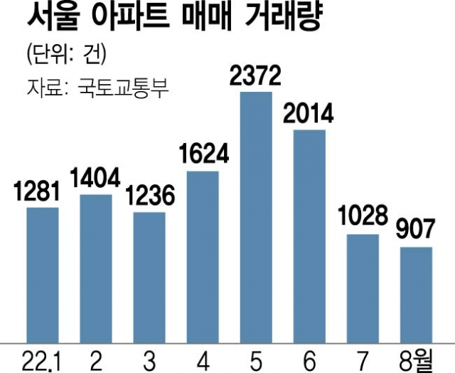 집내놔도 안팔리는 서울아파트…8월 거래량 907건 '역대 최저'