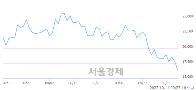 <코>위지윅스튜디오, 장중 신저가 기록.. 17,700→16,150(▼1,550)