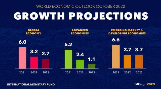 IMF의 주요 성장률 전망치. IMF