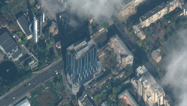 러시아군 미사일 공격으로 파괴된 키이우 삼성전자 건물. 기사와 직접적인 관련이 없습니다./연합뉴스