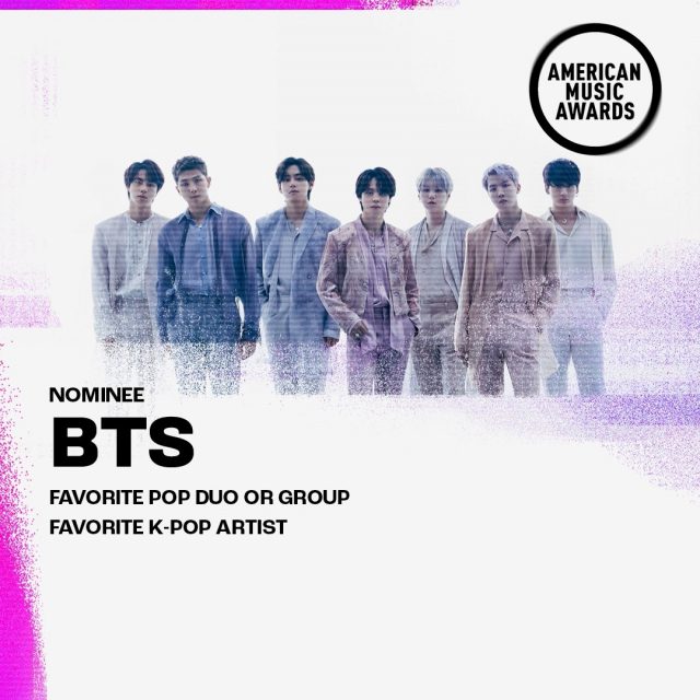 그룹 방탄소년단(BTS)이 '2022 아메리칸 뮤직 어워즈'에서 '페이보릿 팝 듀오/그룹' '페이보릿 K팝 아티스트'의 2개 부문 후보에 올랐다. 사진 제공=아메리칸 뮤직 어워즈