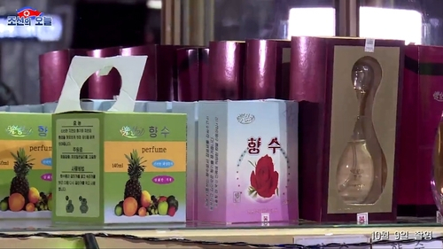 프랑스 명품 브랜드 디올의 향수 보틀을 카피한 향수 제품이 전시됐다. 연합뉴스