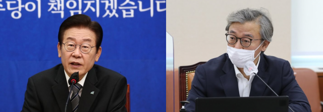 이재명 더불어민주당 대표(왼쪽)와 전재수 더불어민주당 의원. 연합뉴스