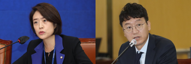 고민정 더불어민주당 의원(왼쪽)과 김웅 국민의힘 의원. 연합뉴스