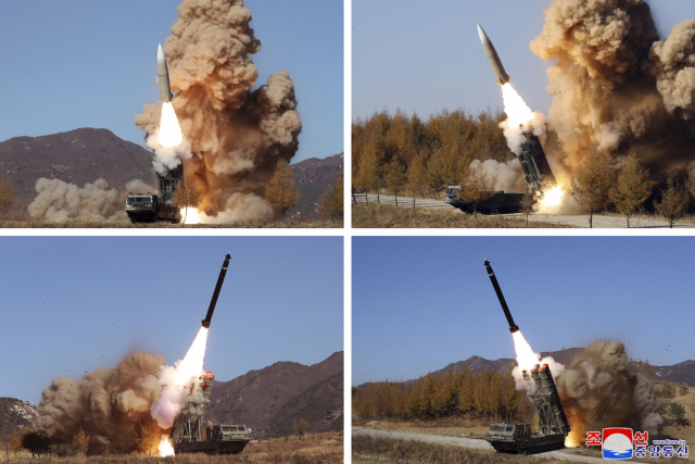 북한군은 7일 한미 연합공중훈련 '비질런트 스톰'에 대응해 지난 2일부터 5일까지 나흘 간 대남 군사 작전을 진행했다면서 앞으로도 압도적인 실천적 군사 조치들로 대응해 나가겠다고 밝혔다. 북한군이 대응을 했다고 소개한 탄도미사일들. 연합뉴스