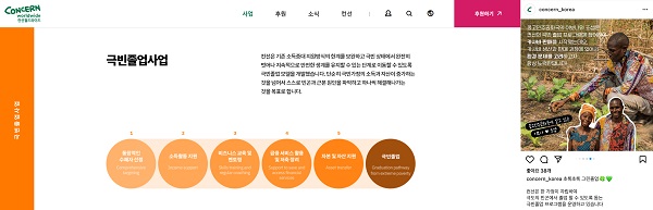 사진 설명. 컨선월드와이드 생계자립사업 중 하나인 극빈졸업 프로그램 (컨선월드와이드 홈페이지 및 인스타그램 캡쳐)