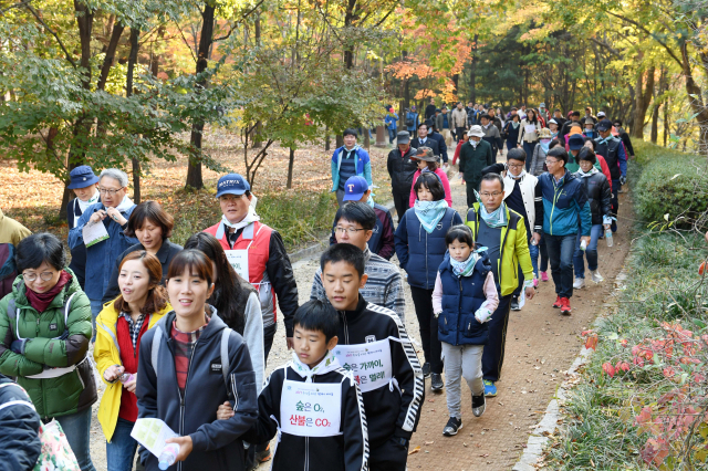 2017년 대전에서 열린 도시숲사랑 달팽이마라톤에 참가한 시민들이 한밭수목원을 걷고 있다. 사진제공=산림청