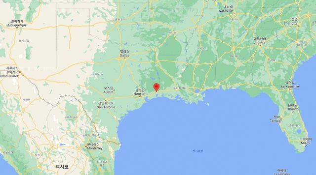 미국 골든 트라이앵글 폴리머스 프로젝트 현장 위치도. 해당 현장은 미국 텍사스 휴스턴에서 동쪽으로 180km 떨어진 오렌지 카운티에 위치하고 있다. DL이앤씨 제공