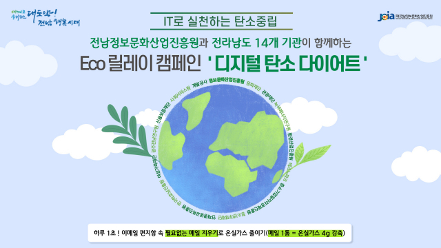 전라남도 15개 출연기관이 함께하는 ‘탄소중립 Eco 릴레이 캠페인-디지털 탄소 다이어트’ 포스터. 사진 제공=전남정보문화산업진흥원