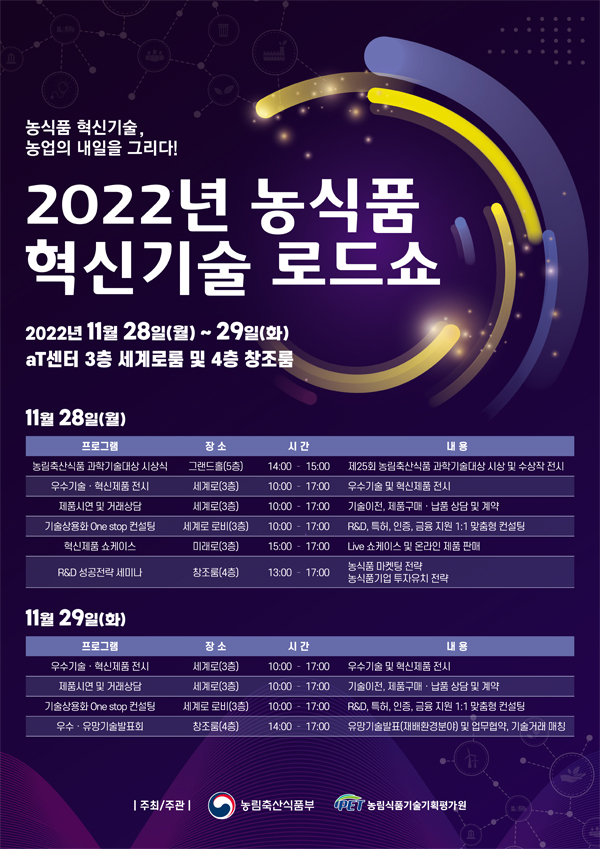 사진=‘2022년 농식품 혁신기술 로드쇼’ 포스터