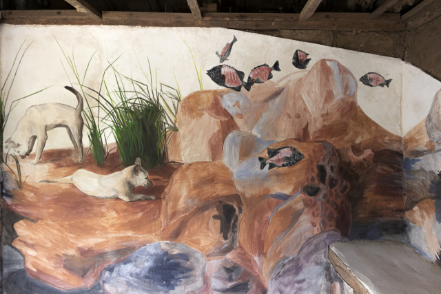 가파도 폐가에 그려진 아그네스 갈리오토의 프레스코 벽화 ‘초록 동굴’ /사진제공=제주비엔날레