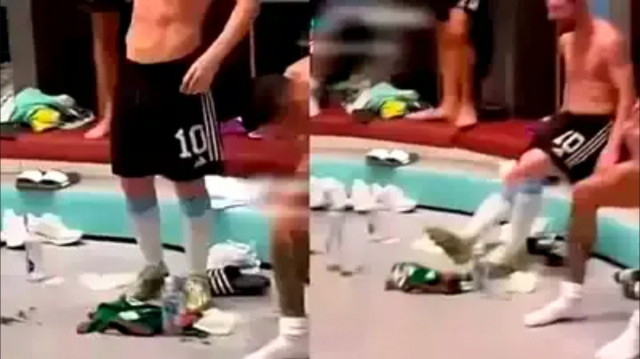 메시는 2-0으로 끝난 멕시코와의 경기 후 라커룸에서 동료들과 함께 승리를 자축하던 도중 바닥에 놓여 있는 멕시코 유니폼을 발로 차는 듯 한 동작을 취했다. 온라인 커뮤니티 갈무리