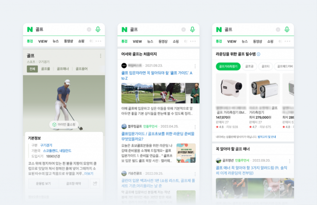 '골프' 검색어에 대한 네이버 스마트블록 검색결과. /사진 제공=네이버