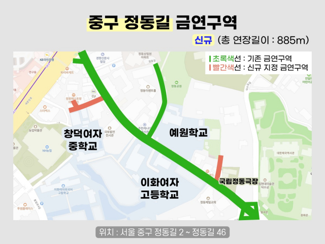 서울 중구의 정동길 금연 구역 위치. 사진 제공=중구
