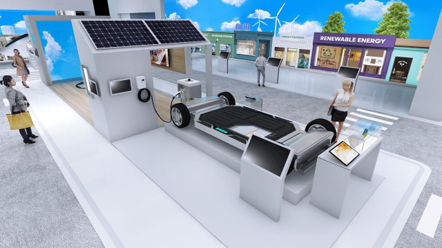 CES 2023에서 SK그룹 전기차 관련 제품과 기술이 전시되는 ‘클린 모빌리티(Clean Mobility)존’. 사진제공=SK이노베이션