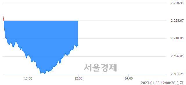 [정오 시황] 코스피 2207.01, 하락세(▼18.66, -0.84%) 반전