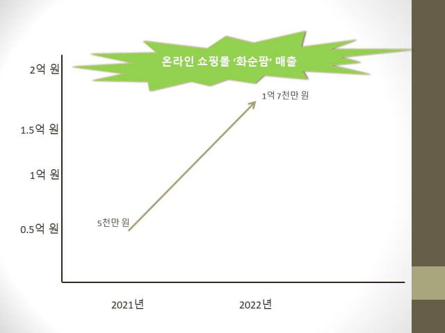 전남 화순군에서 운영하는 온라인 쇼핑몰 ‘화순팜’ 2022년 매출 그래프. 사진 제공=화순군