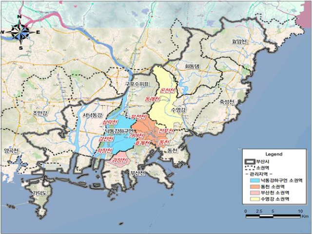 비점오염원 관리지역 지정 부산 11개 하천 유역./사진제공=부산시