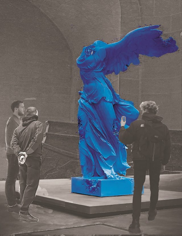 김홍식의 '플라뇌르 미트(Flaneur Meet)'는 루브르박물관에 전시중인 '시모트라케의 니케'를 푸르색으로 칠한 작품이다. /사진제공=트리니티갤러리