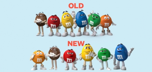 M&M's의 마스코트 캐릭터들 (Spokescandies)의 변화. M&M's 홍보 유투브 영상 캡처