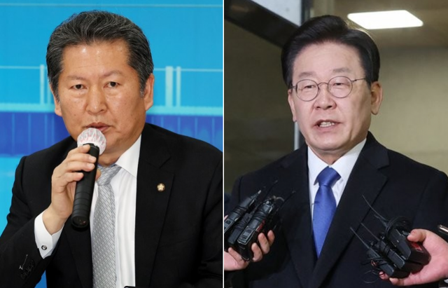 정청래 더불어민주당 최고위원(왼쪽)과 이재명 더불어민주당 대표. 연합뉴스