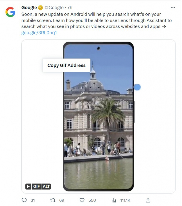 구글이 소개한 AI 탑재한 구글 렌즈로 모바일에서도 검색이 쉬워질 것이라는 설명이다. /구글 공식 트위터 갈무리