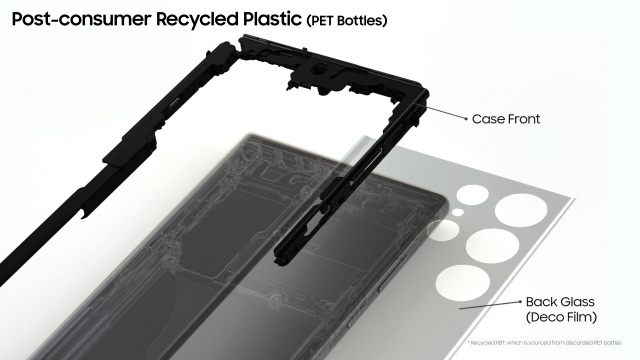 갤럭시 S23 울트라의 폐페트병 재활용 플라스틱 적용 부품. 사진 제공=삼성전자