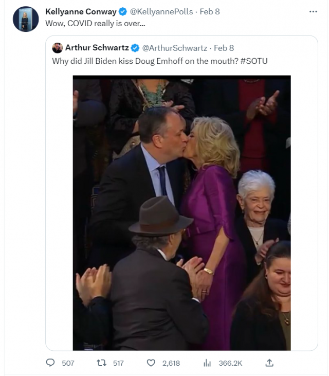 전직 대통령의 고문인 켈리앤 콘웨이는 자신의 트위터에 “와우, 코로나가 정말 끝이 났다”는 반응을 보였다. 트위터 캡처