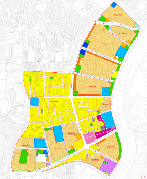 사진 설명. 도마·변동 재정비촉진지구 토지이용계획 결정도 (출처. 대전 서구청)