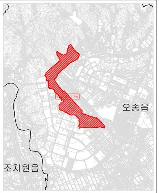 토지거래허가구역으로 지정된 오송국가철도클러스터 위치도. 사진제공=충북도