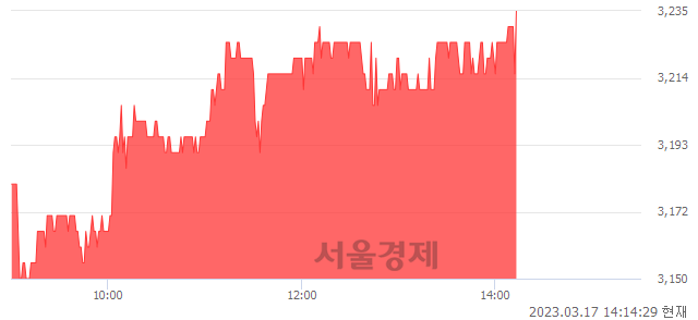 <코>에스와이, 3.03% 오르며 체결강도 강세 지속(194%)