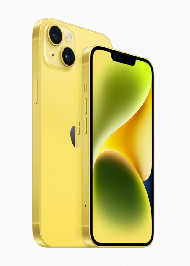 애플이 새로 선보인 아이폰14 노란색 모델. 사진제공=애플