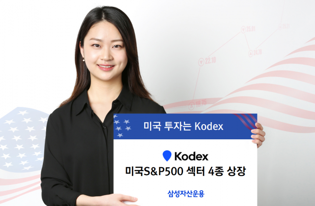 삼성자산운용 모델이 미국 S&P500 섹터 상장지수펀드(ETF) 4종 상장 소식을 알리고 있다. 사진 제공=삼성자산운용