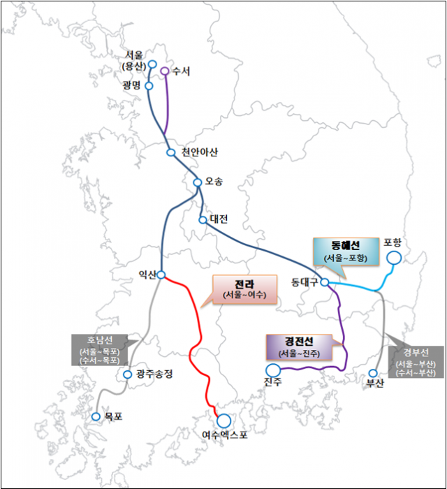 전라선 SRT 노선도. 사진 제공=전라남도