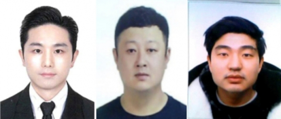 ‘강남 납치·살해 사건’ 피의자. 이경우(왼쪽부터), 황대한, 연지호. 사진 제공=서울경찰청