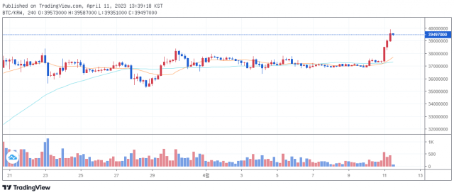 11일 오후 1시 40분 기준 비트코인 가격차트/출처=빗썸