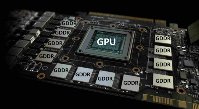 엔비디아의 ‘볼타’ GPU와 주변에 장착된 12개 GDDR 메모리. 사진제공=엔비디아