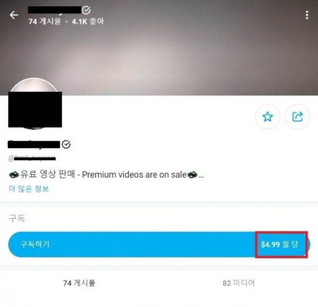 해당 부부가 2억원을 벌어들인 유료구독형 SNS의 화면. 사진 제공=경찰청