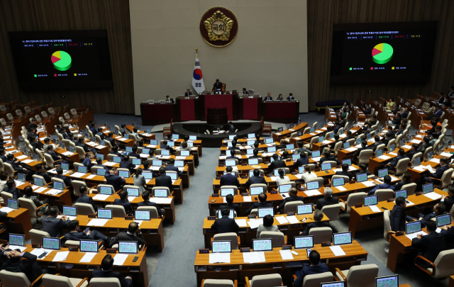 4월 27일 국회 본회의에서 벤처기업육성에 관한 특별조치법 개정안을 의결하고 있다. 연합뉴스