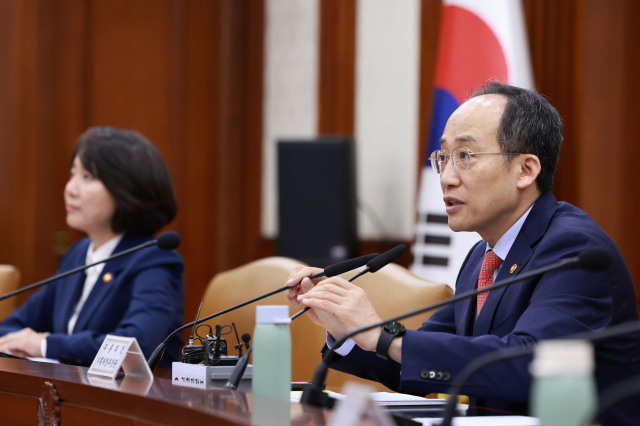 추경호 부총리 겸 기획재정부 장관이 이달 8일 정부서울청사에서 열린 대외경제장관회의에서 발언하고 있다. 연합뉴스