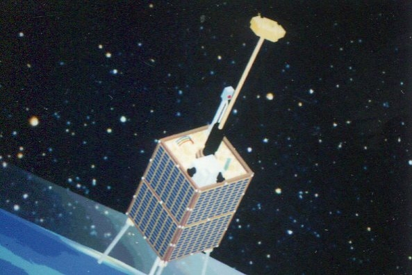 한국 최초의 인공위성 ‘우리별 1호’. 사진제공=카이스트 인공위성연구센터