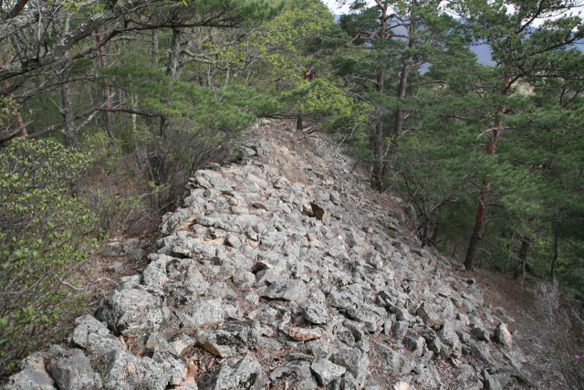 중국 길림성에 위치한 발해의 오배산성 유적.