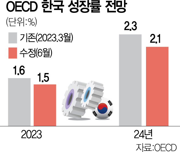 OECD, 韓 성장률 1.6→1.5% 석달만에 또 낮췄다