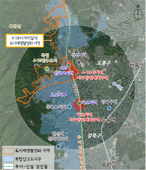 4·19사거리 지구단위계획구역 및 지구단위계획구역 위치도. 사진제공=서울시