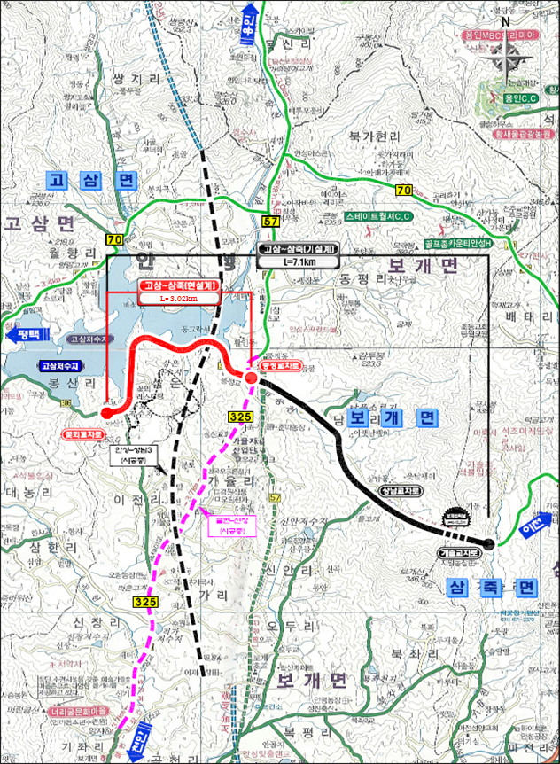 고삼~삼죽(1) 도로확포장공사 위치도. 그래픽 제공 = 경기도건설본부