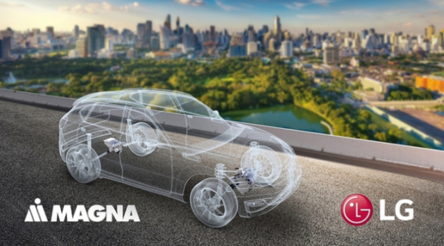 자동차 부품업체 ‘마그나(Magna)’와 함께 파워트레인 합작법인을 출범한 LG전자. 사진제공=LG전자